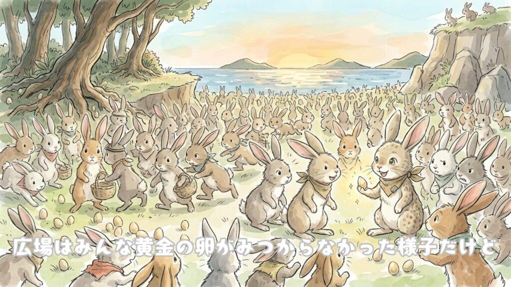 広場には黄金の卵がみつからなかった様子だけど