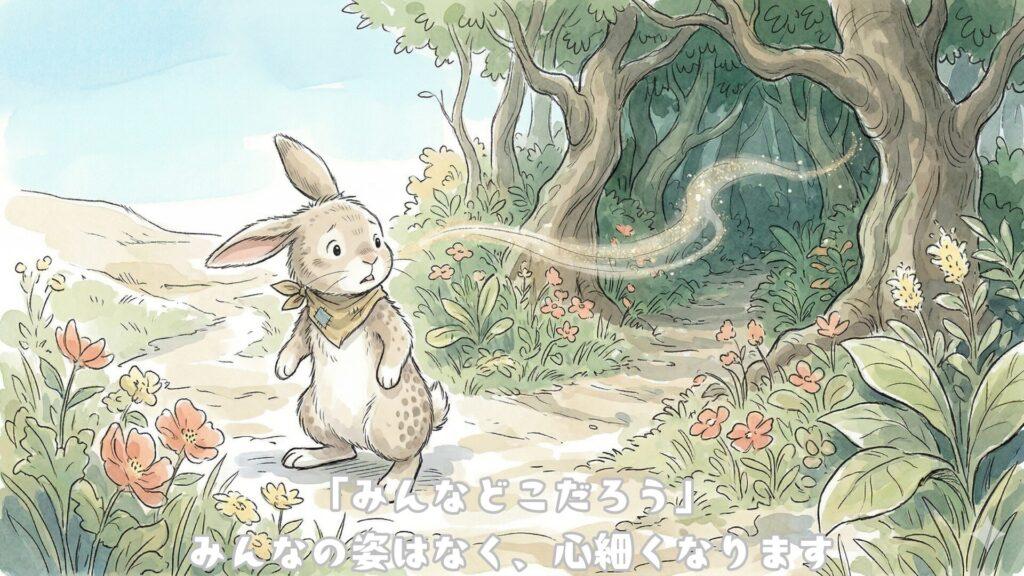 「みんなどこだろう」
みんなの姿はなく心細くなります