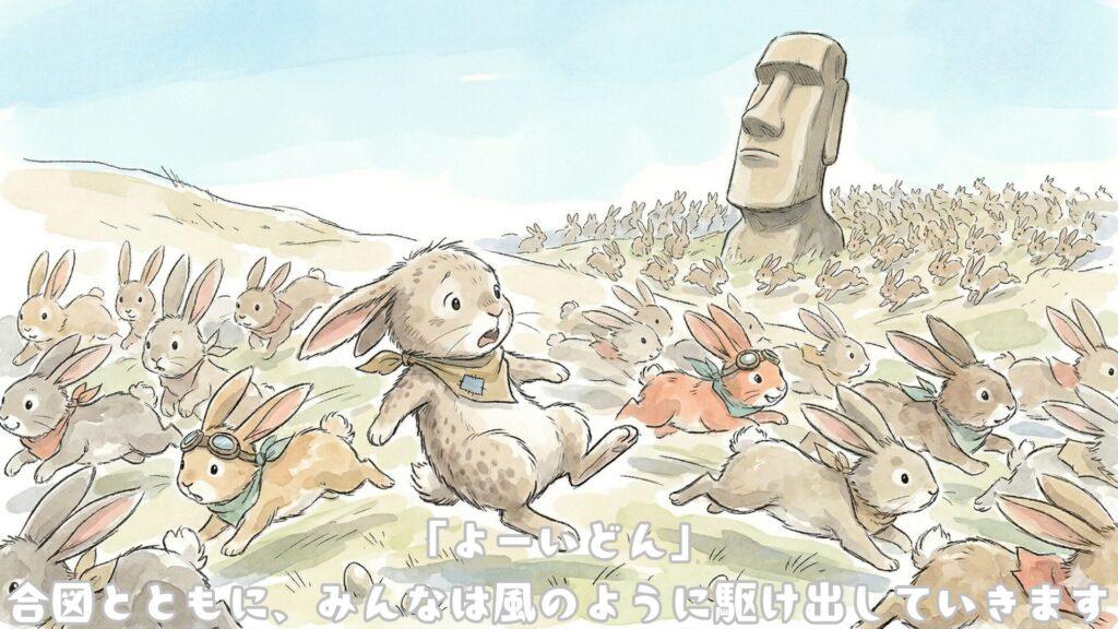 「よーいどん」
合図とともに、みんなは風のように駆け出していきます