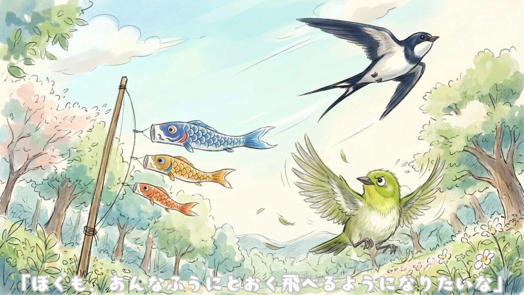 「ぼくも、あんなふうにとおく飛べるようになりたいな」
