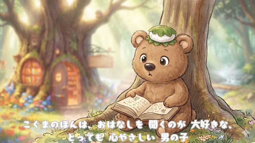  ぽんは、おはなしを 聞くのが 大好きな、とっても 心やさしい 男の子