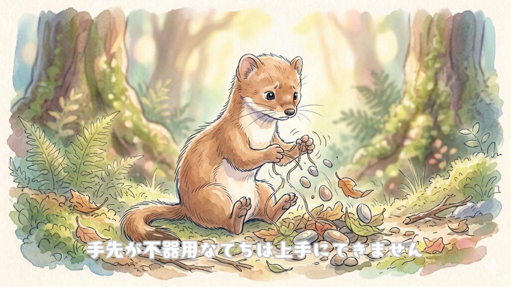 手先が不器用なてちは上手にできません