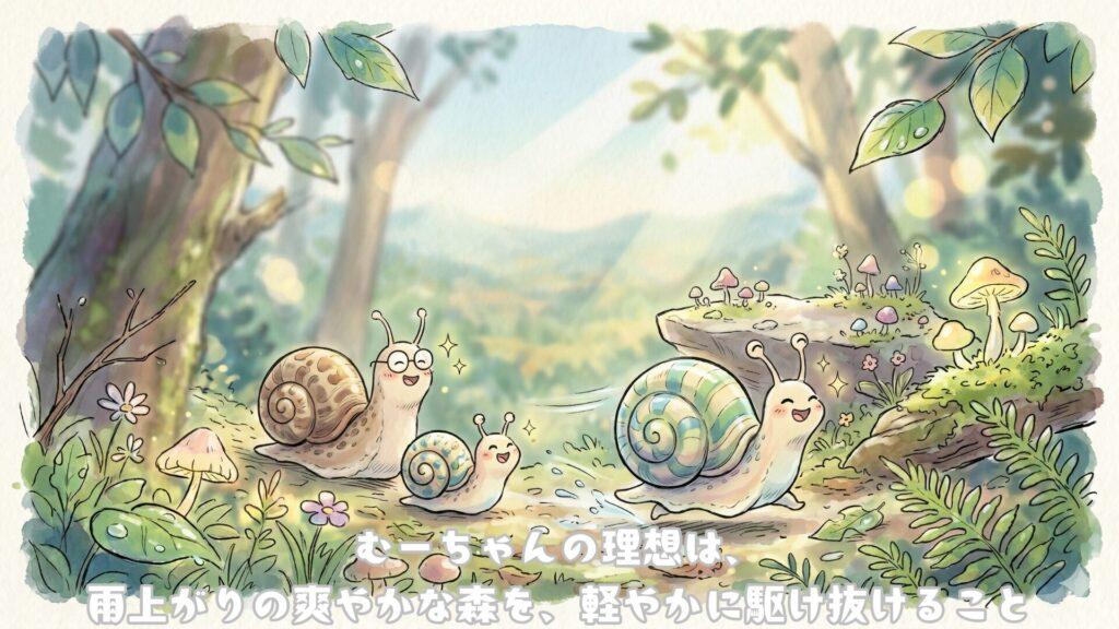 むーちゃんの理想は、雨上がりのさわやかな森を軽やかに駆け抜けること