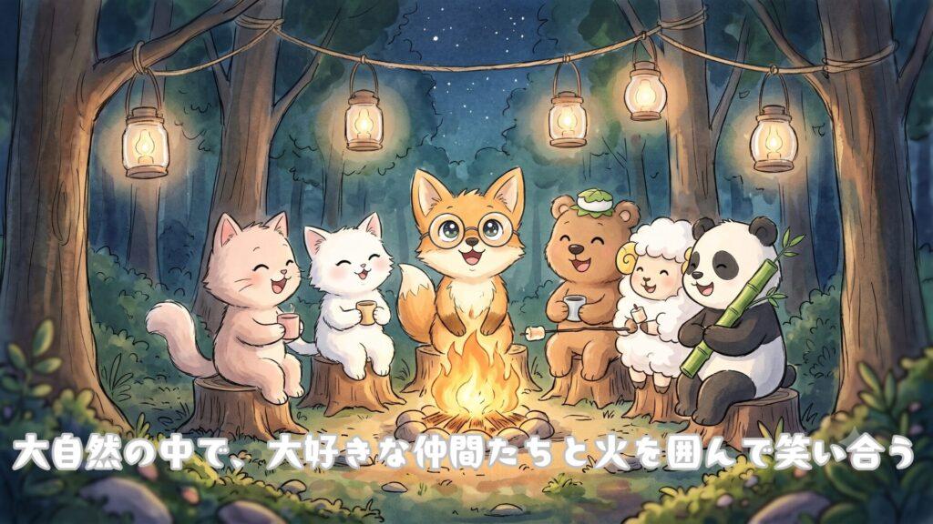 大自然の中で、大好きな仲間たちと火を囲んで笑いあう