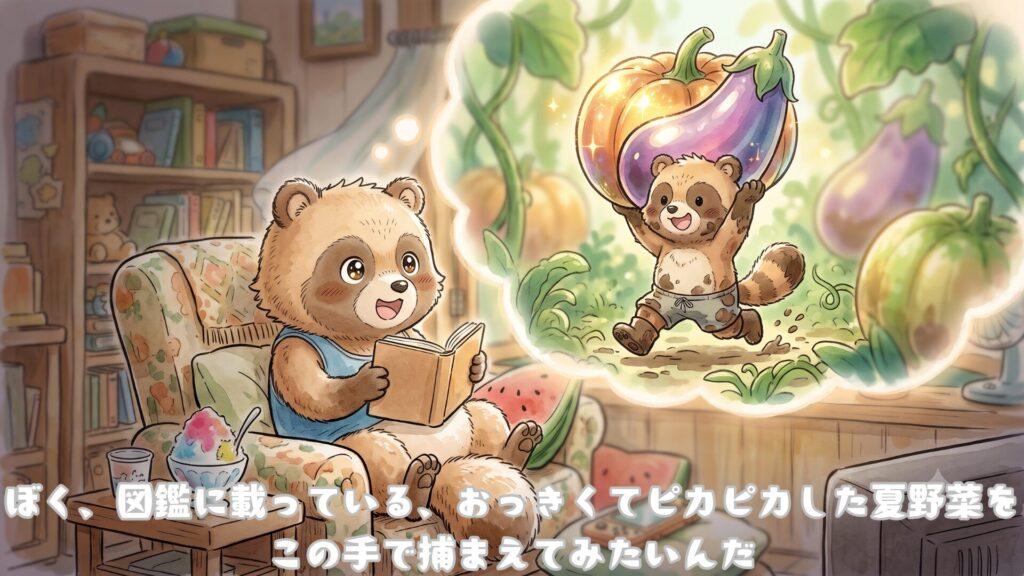 「ぼく、本当は図鑑に載っているような、おっきくてピカピカした夏野菜をこの手で捕まえてみたいんだ
