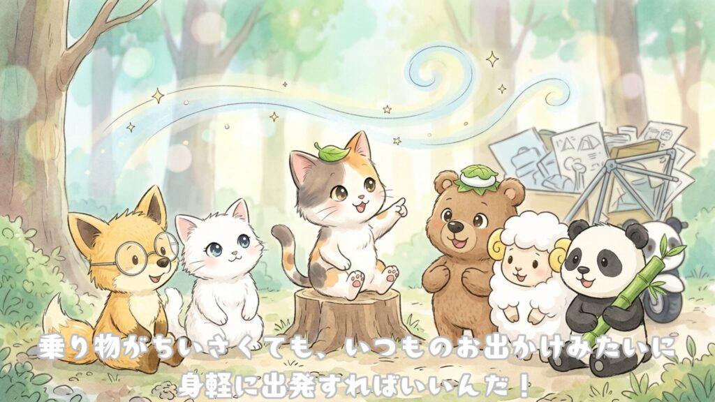 乗り物がちいさくても、いつものおでかけみたいに身軽に出発すればいんだ！