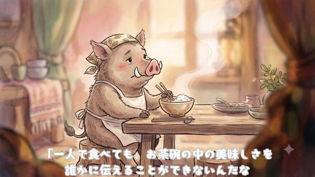 「一人で食べても、お茶碗の中の美味しさを誰かに伝えることができないんだな