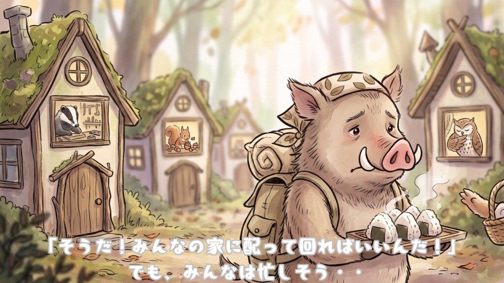 「そうだ!みんなの家に配って回ればいいんだ!」
でも、みんなは忙しそう・・