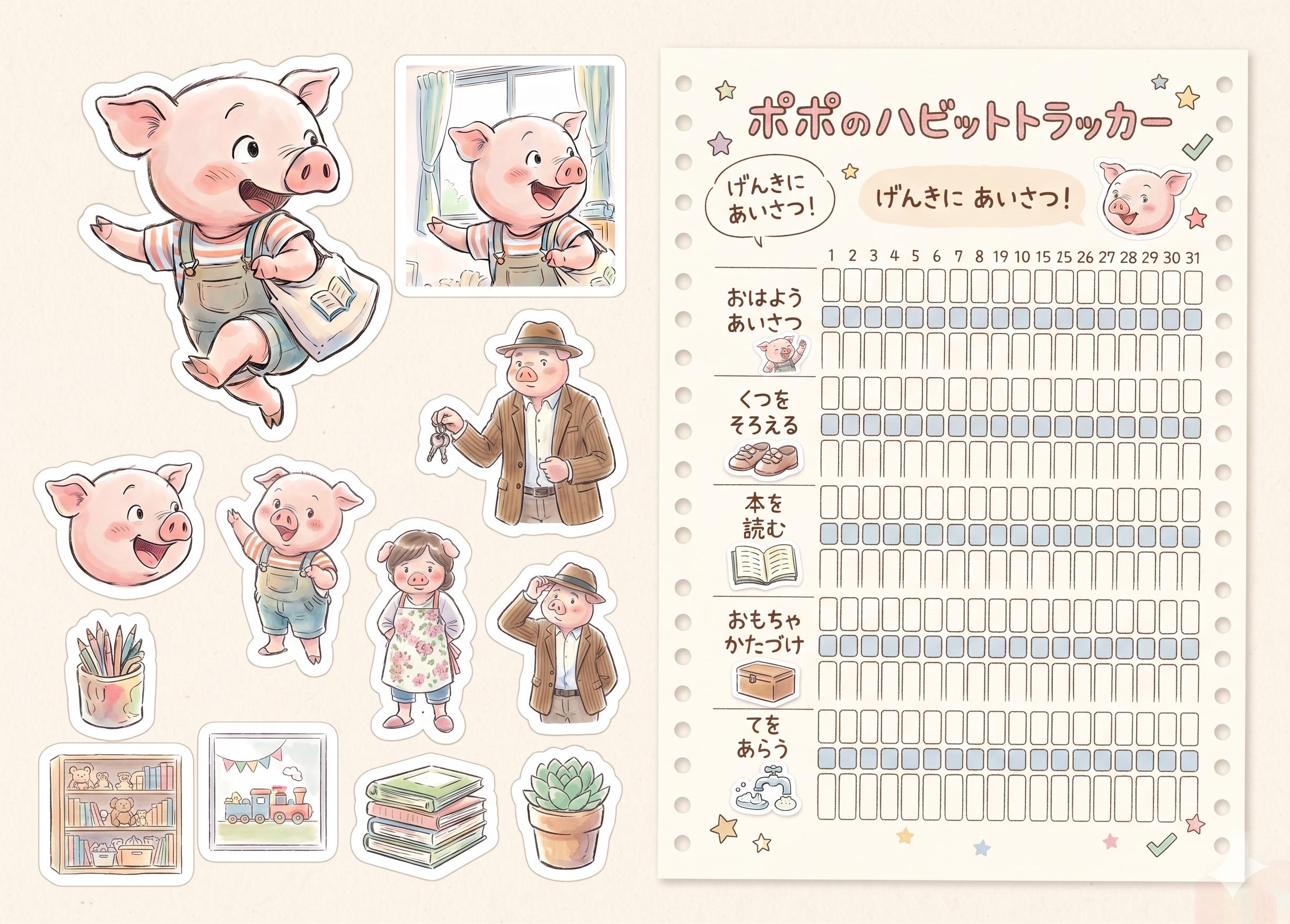 ○○のハビットトラッカー＆シール素材