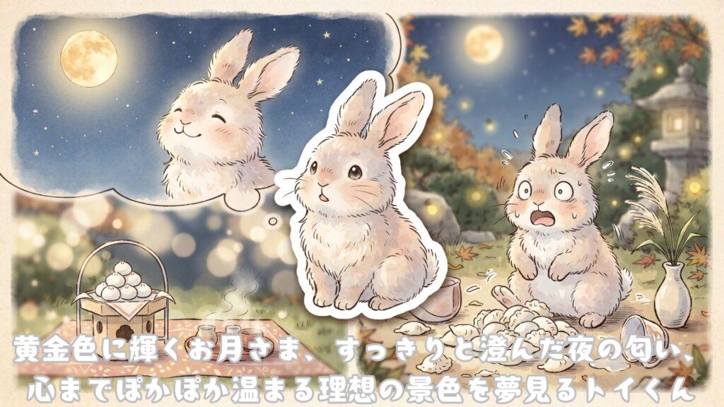 黄金色に輝くお月さま、すっきりと澄んだ夜の匂い、心までぽかぽか温まる理想の景色を夢見るトイくん