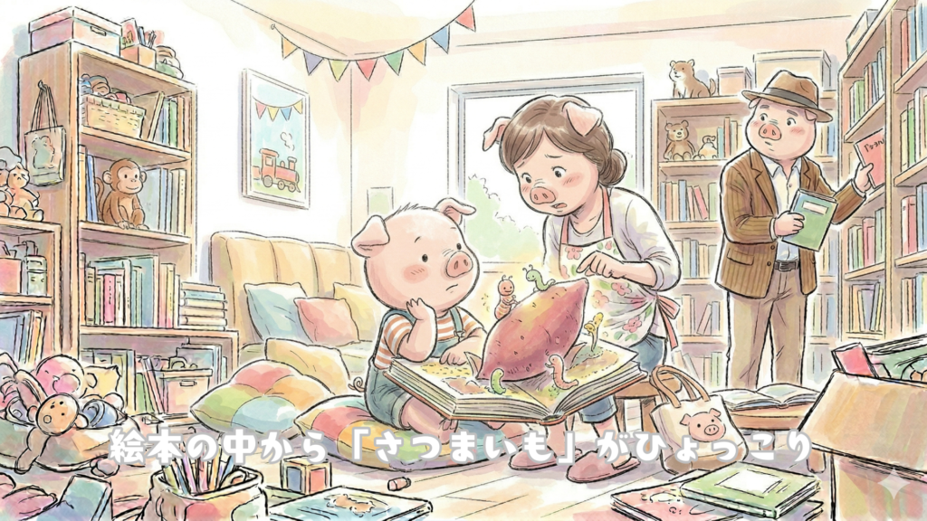 絵本の中から「さつまいも」がひょっこり
