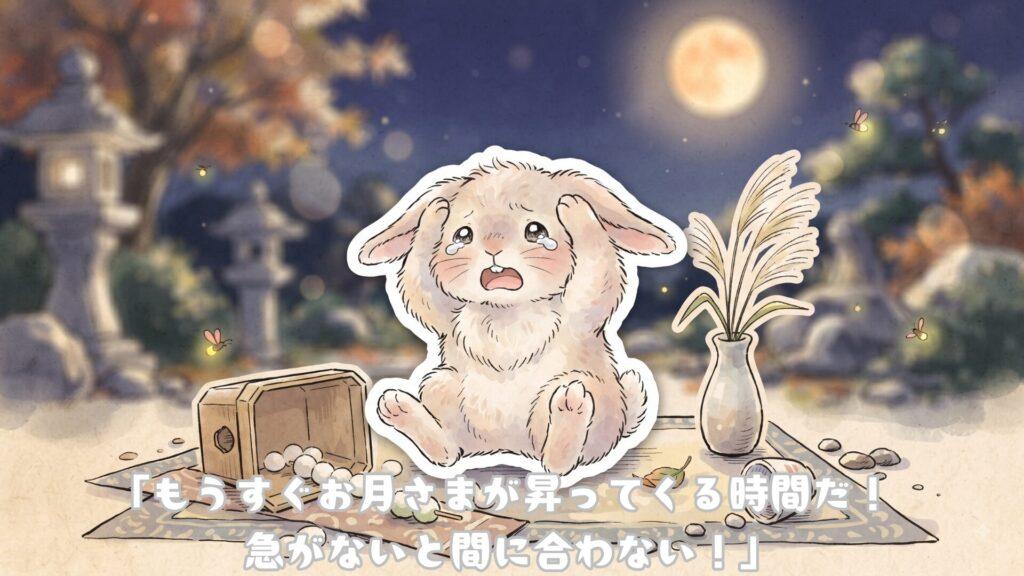 「もうすぐお月さまが昇ってくる時間だ! 急がないと間に合わない!」