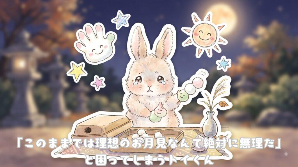「このままでは理想のお月見なんて絶対に無理だ」
と困ってしまうトイくん